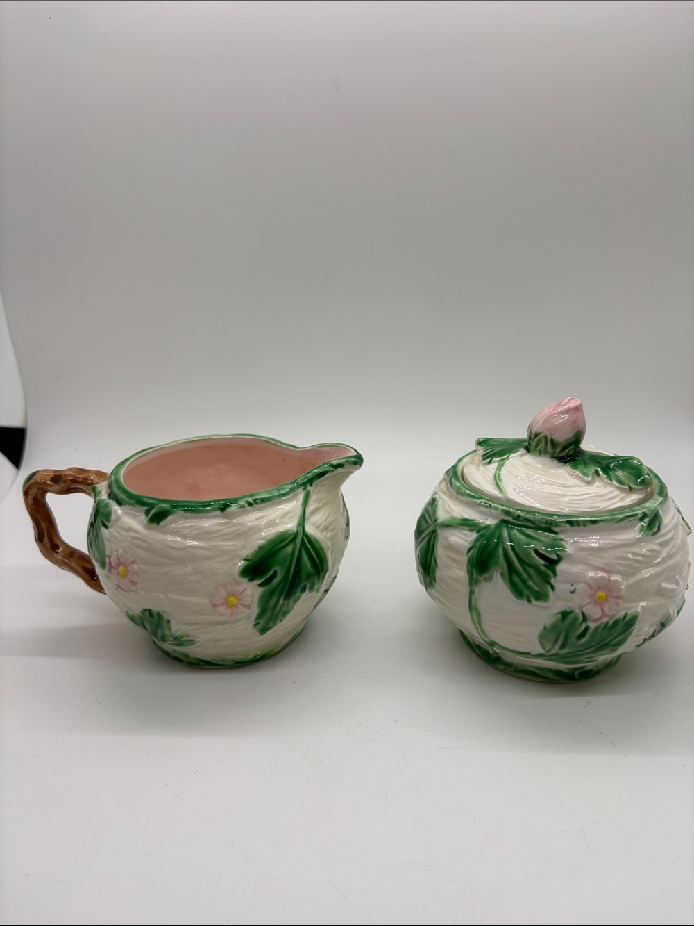 VTG Floral Leaf Haldon Group Creamer Sugar Bowl